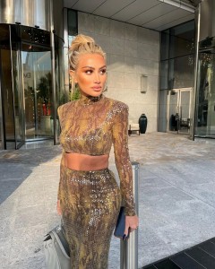 Women custom sexy sequined snakeskin crop top skirt slim sets
