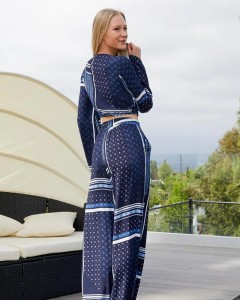 ODM Bohemia casual v neck long sleeve high waist suits