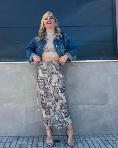 OEM animal crop top long skirt skinny sexy sets