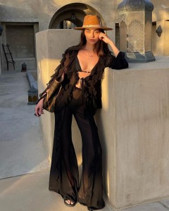 ODM loose solid color shirt long pants sexy 2 piece sets