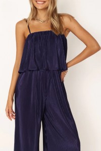 JILLIAN PLISSE JUMPSUIT – NAVY