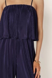 JILLIAN PLISSE JUMPSUIT – NAVY