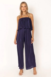 JILLIAN PLISSE JUMPSUIT – NAVY