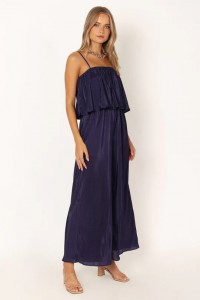 JILLIAN PLISSE JUMPSUIT – NAVY