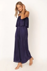 JILLIAN PLISSE JUMPSUIT – NAVY