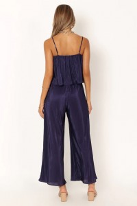 JILLIAN PLISSE JUMPSUIT – NAVY