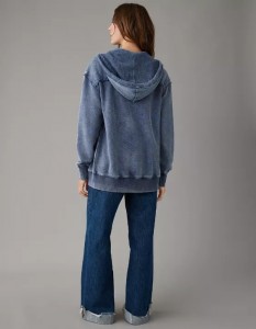 Oversized Washed Zip-Up Hoodie