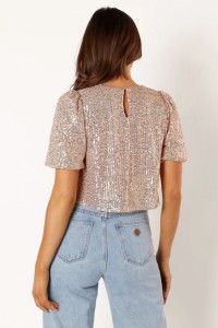 SEQUIN TOP – ROSE GOLD