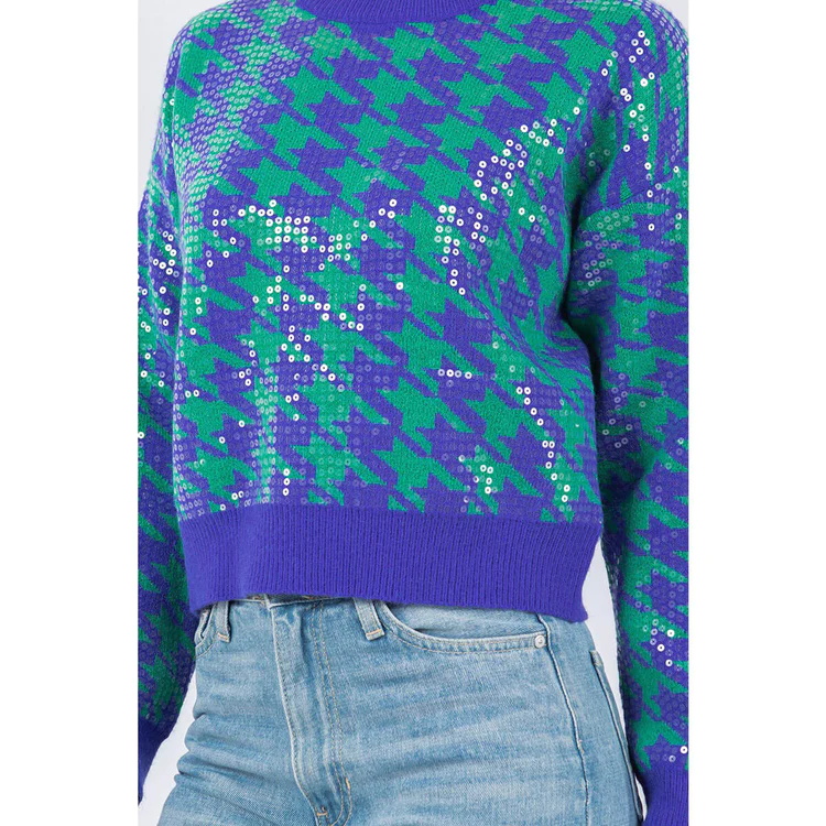Sequins Herringbone Knit Sweater (2)