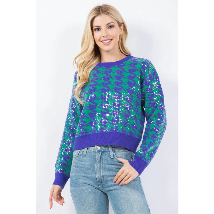 Sequins Herringbone Knit Sweater (3)