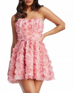 Lady custom bodycon banquet sexy pink floral mini dress
