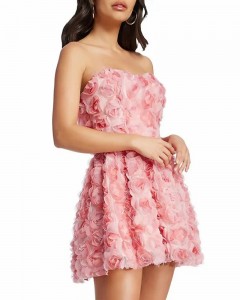 Lady custom bodycon banquet sexy pink floral mini dress