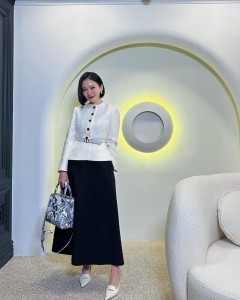 ODM belt waist white elegant casual pretty top