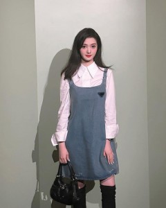 Lady custom cotton square collar triangle casual dress