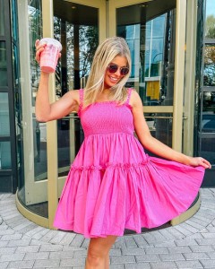 Custom Color Casual Ruffle A-line Halter Mini Dress