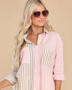 Lady custom summer cute casual striped sweet elegant lady tops